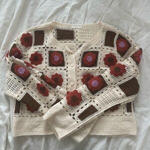 Everleigh Multi-coloured floral granny style crochet cardigan